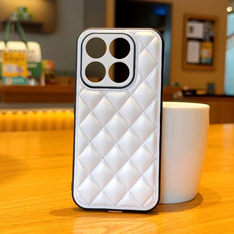 Fashion 3D Grid Soft PU Surface Hard Phone Case for Xiaomi