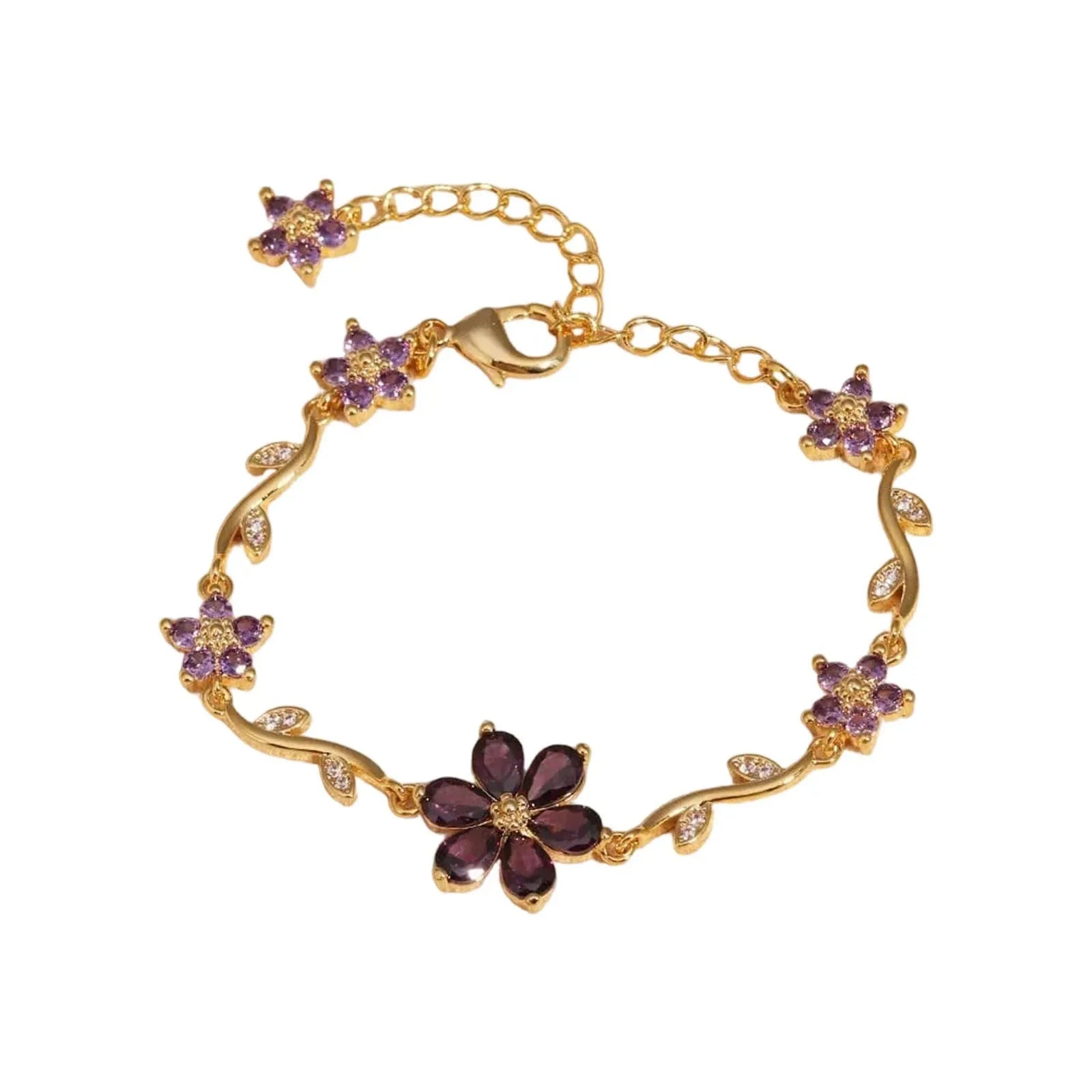 18K Gold Plated Cherry Blossom Zircon Bracelet