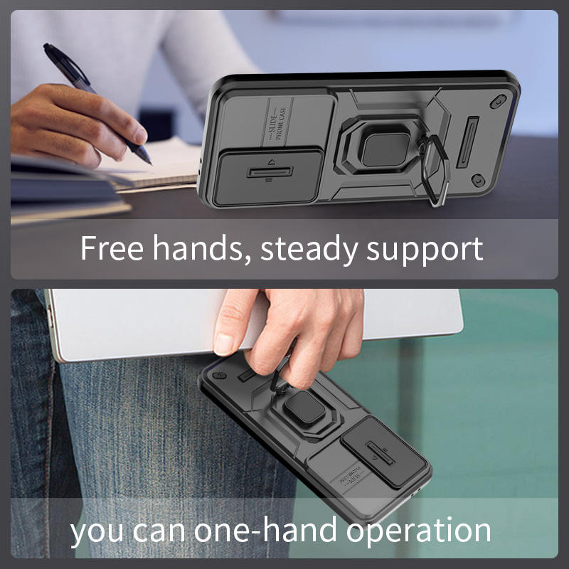 Shockproof Slide Camera Lens Ring Stand Case – Protective Cover Coque Funda for Samsung