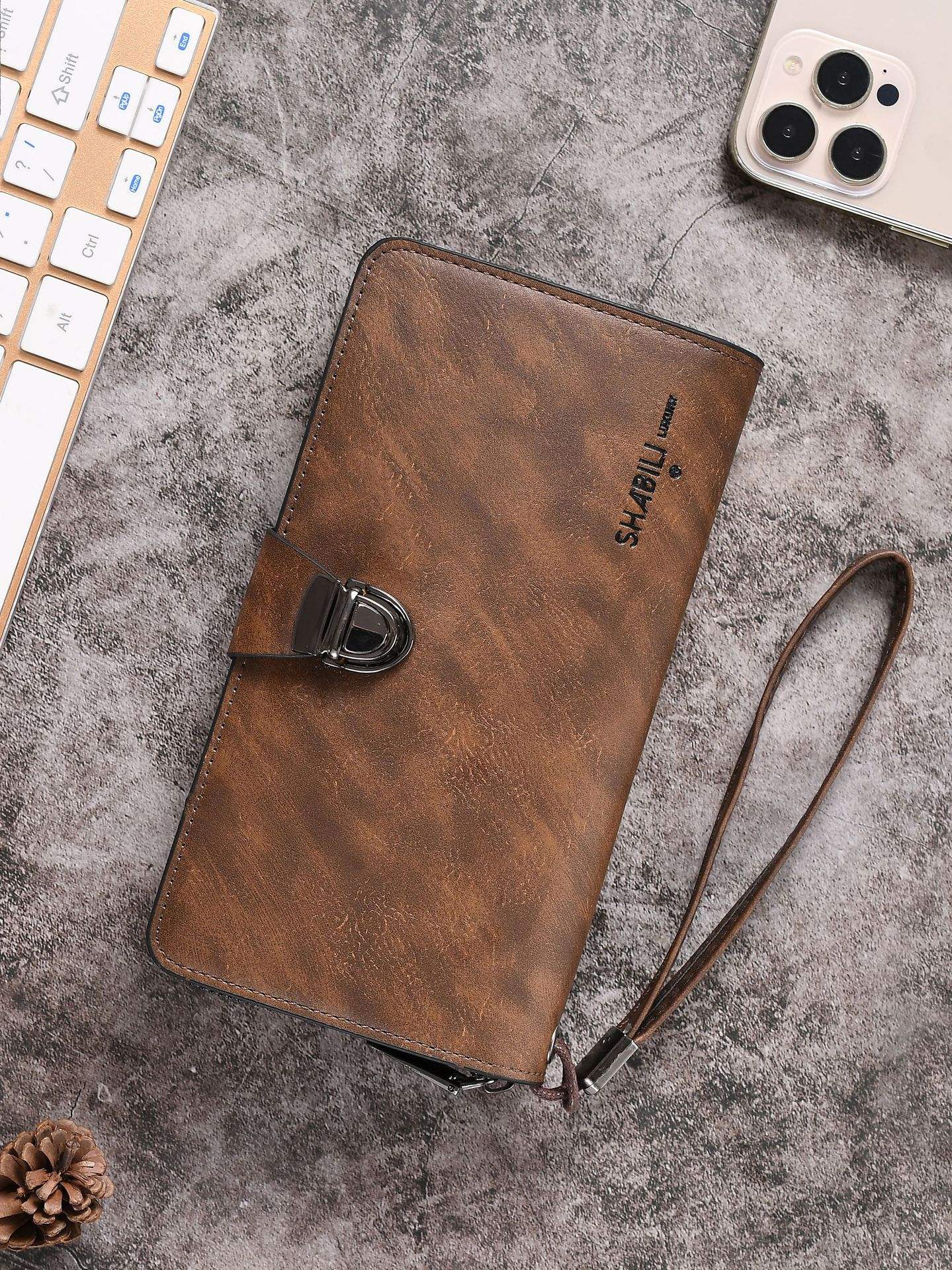 Fashionable PU Leather Men’s Handbag with Large Capacity – Trendy Cross-Border Wallet for Daily Use