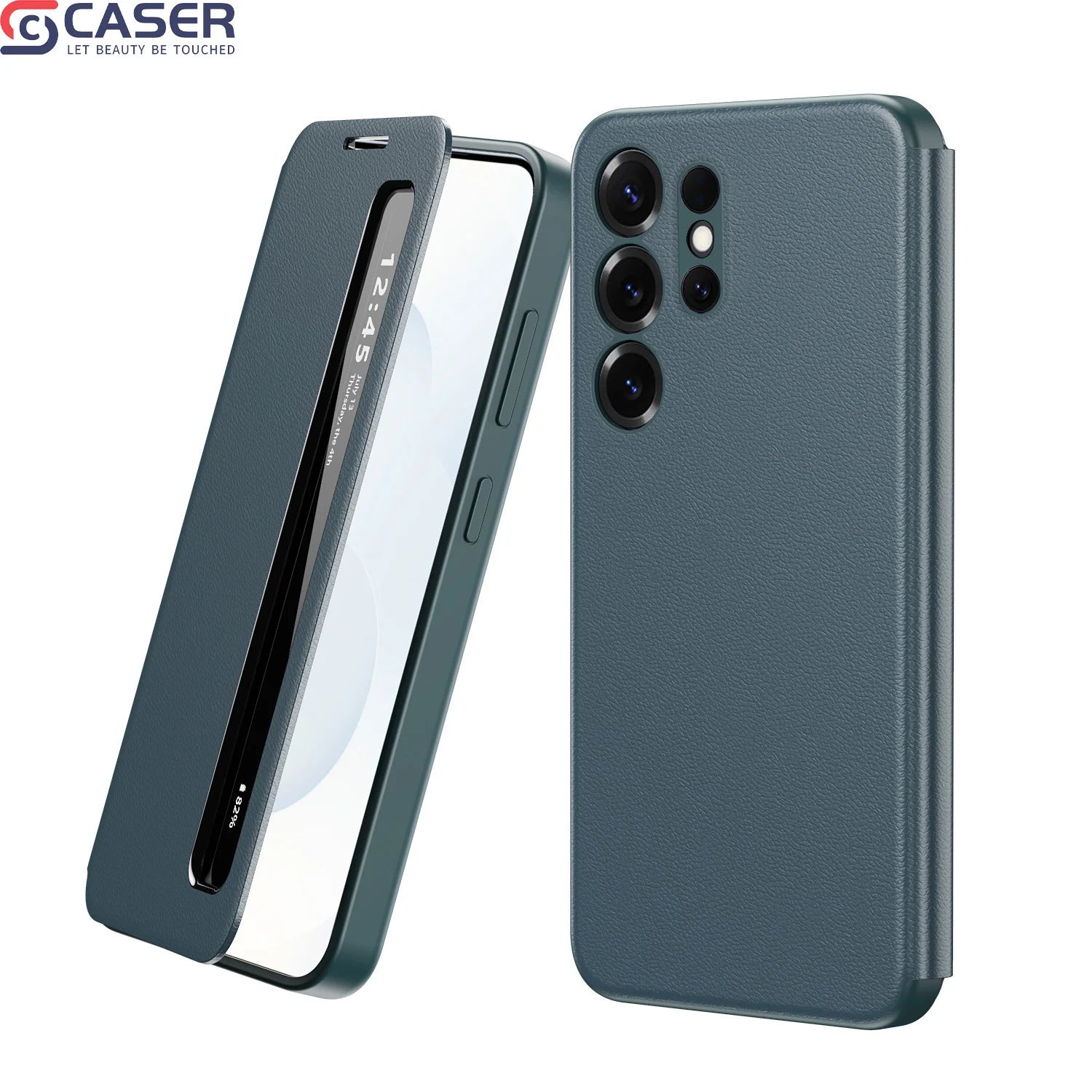 Smart Hibernation Side Window Drop-Proof Magnetic Screen Cover No Flip Answering Calls Leather Case for Samsung