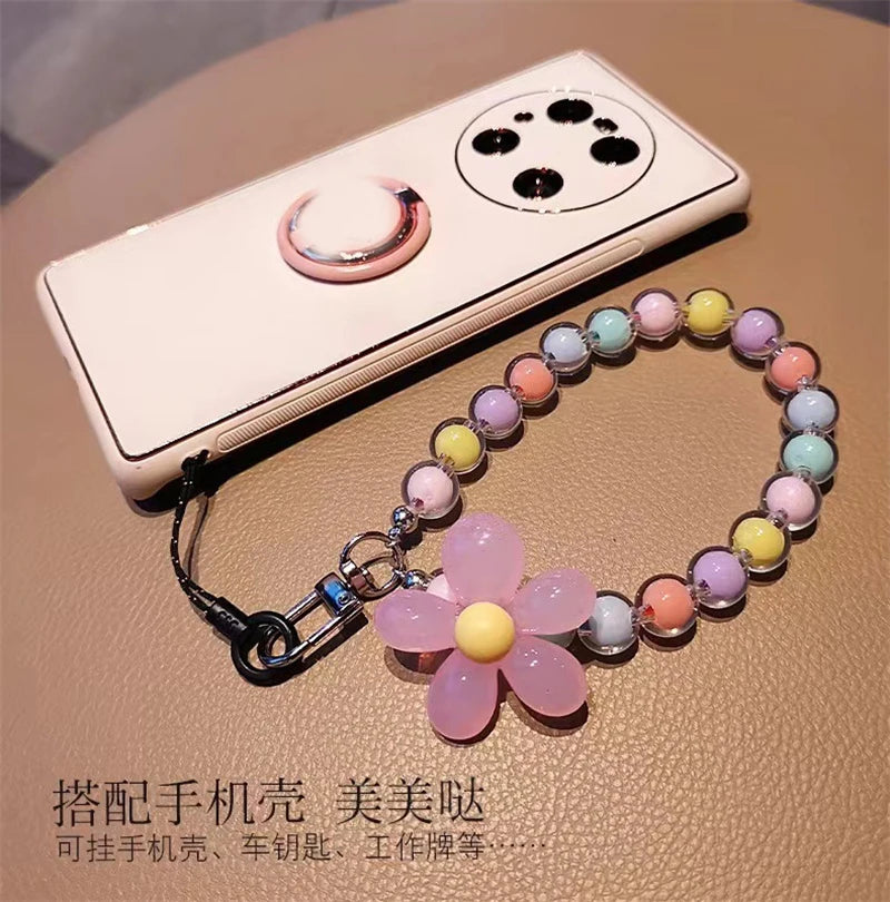 Candy Color Bead Flower Phone Chain