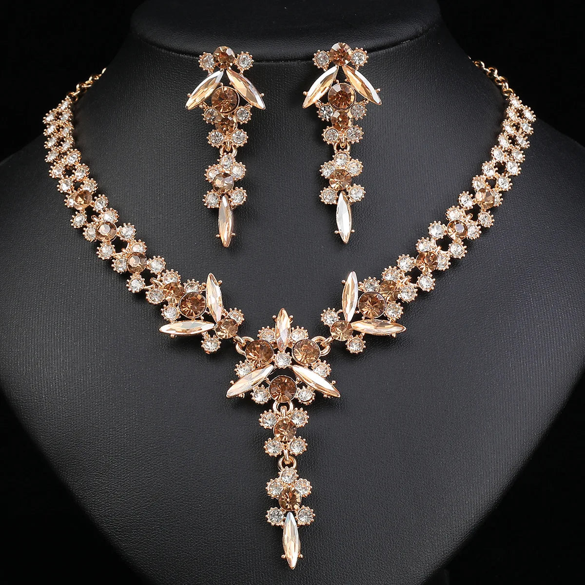 Crystal Bridal Jewelry Set - Necklace & Earrings