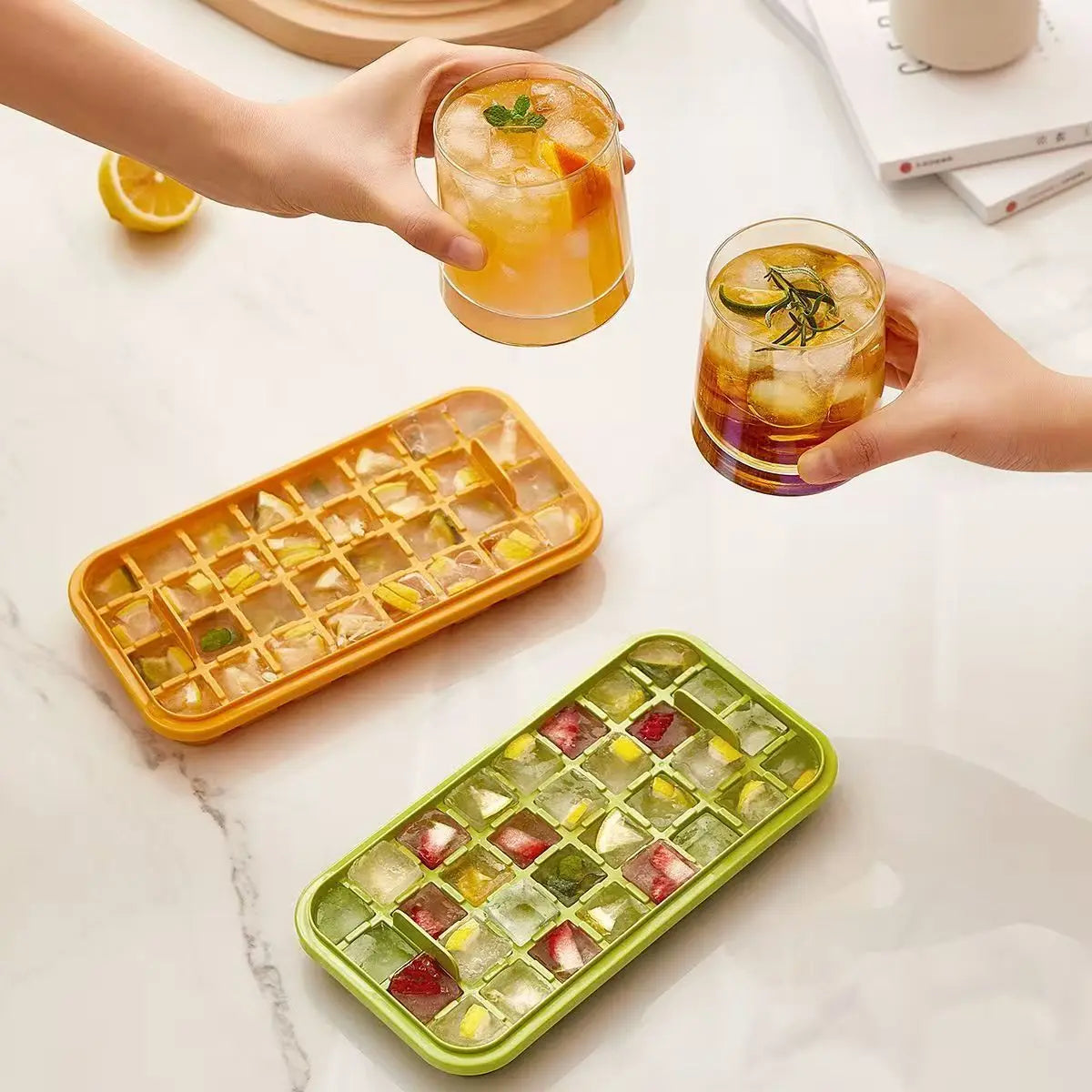 Press the Ice Tray Rectangular Ice Cube Mold Freezer Proof Quick
