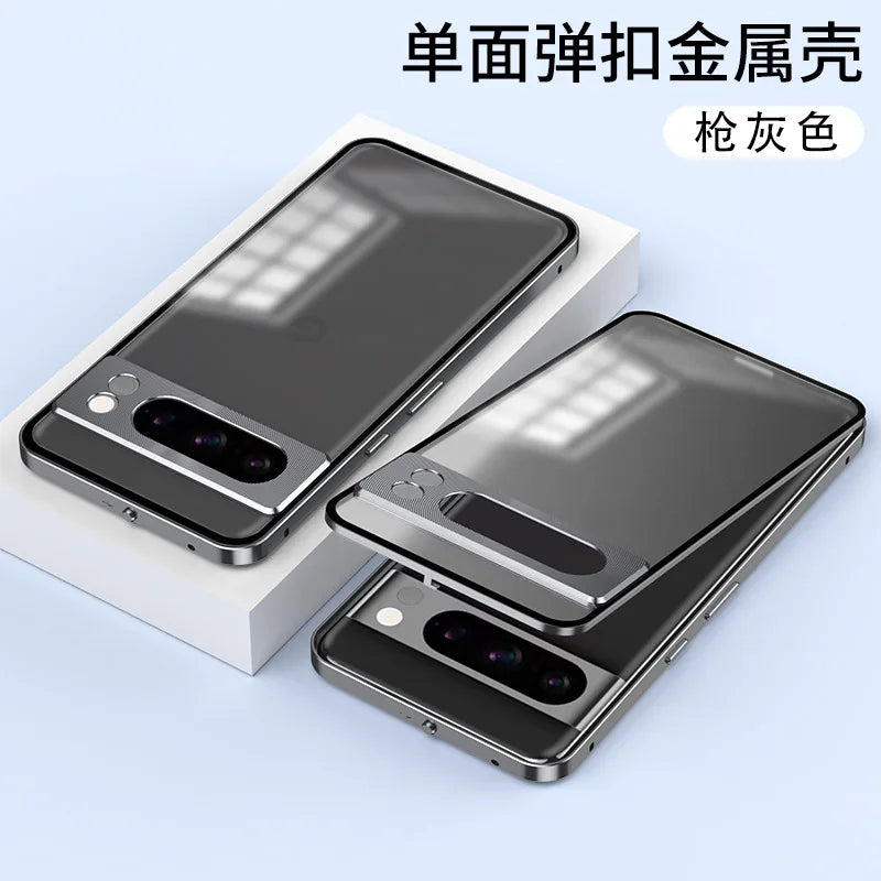Business Style Suitable for Google Pixel Snap Button Phone case Metallic Single-sided Magnetic Protective case
