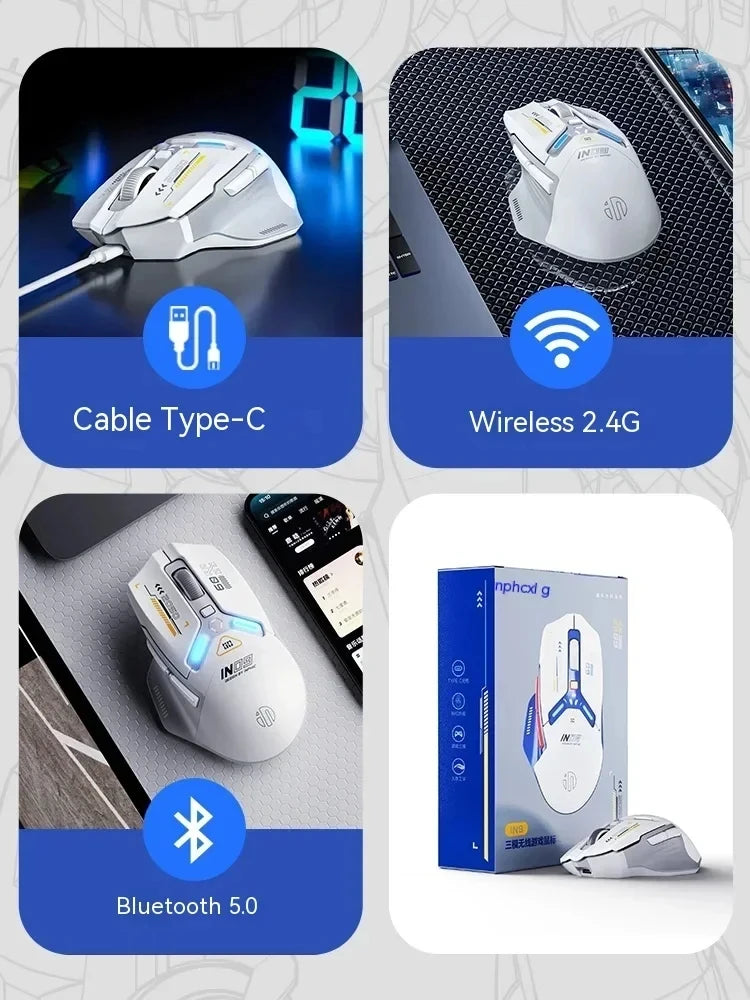 INPHIC 10000 DPI PAW3325 Three Mode BT Wireless Mouse for PC Gamer