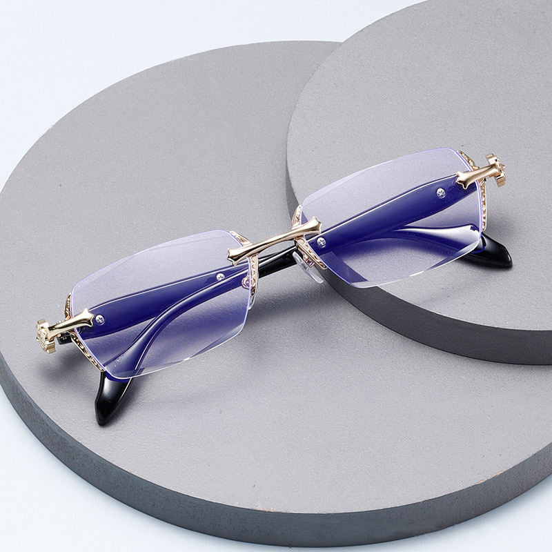 Classic Rimless Square Frame Reading Glasses for Men & Women