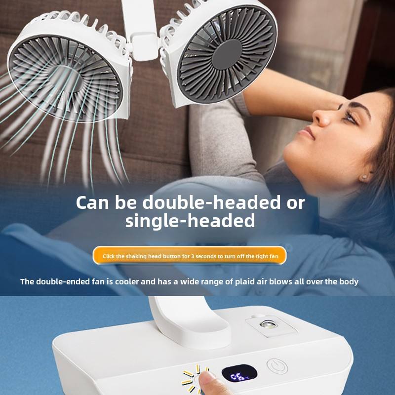 Portable Mini USB Rechargeable Fan – Dual-Head 360° Desktop & Handheld Fan for Car and Home
