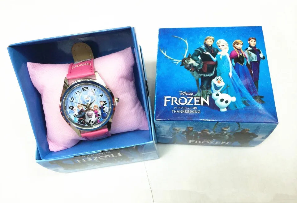 Kids Cartoon Quartz Watch with Leather Band