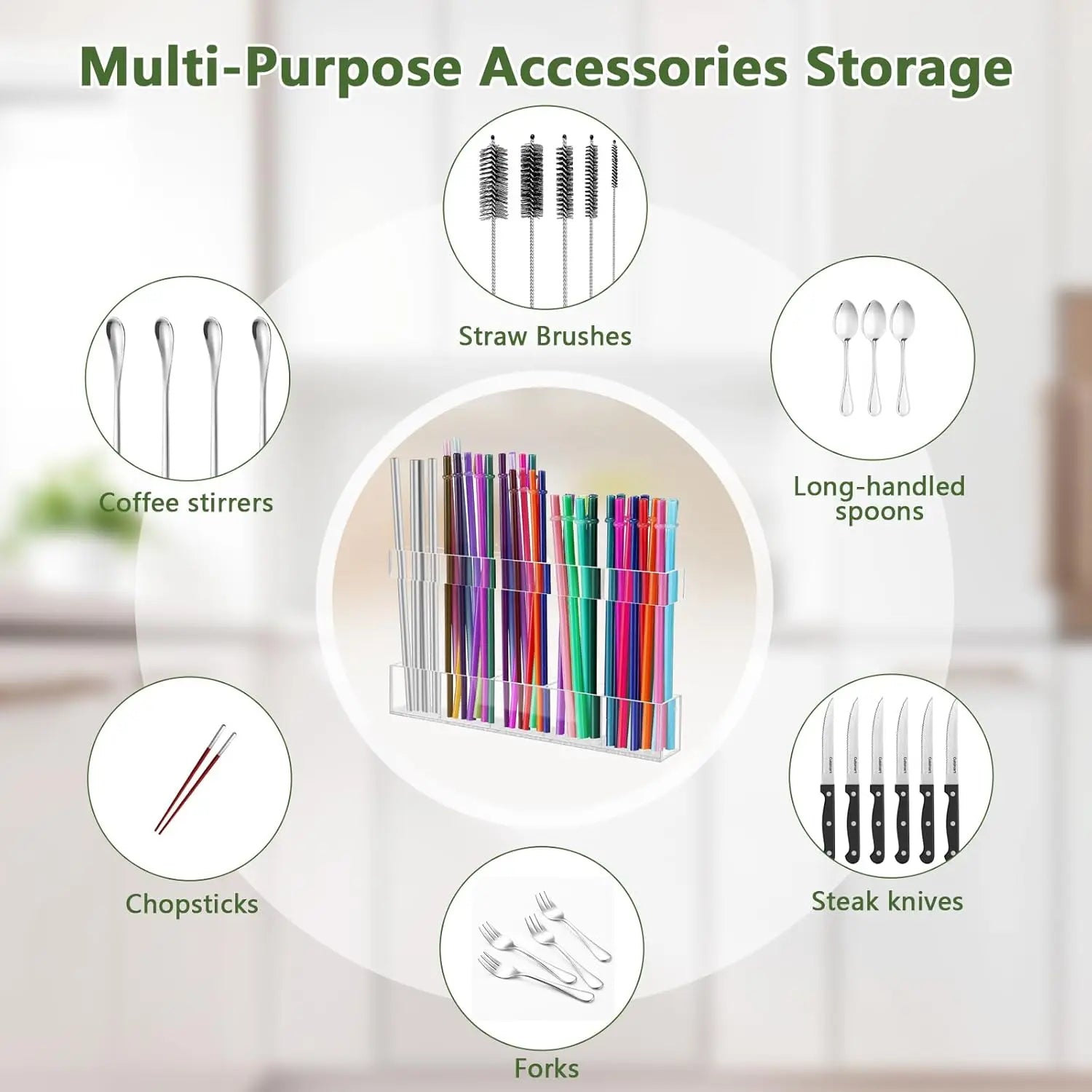Acrylic Straw Holder for Cabinet Door Reusable Tumbler Straw