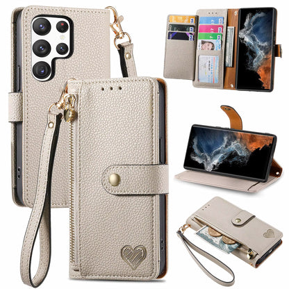 Luxury Heart Design Flip Leather Wallet Case for Girls – Card Holder & Book Style Cover for Mobile Phone
