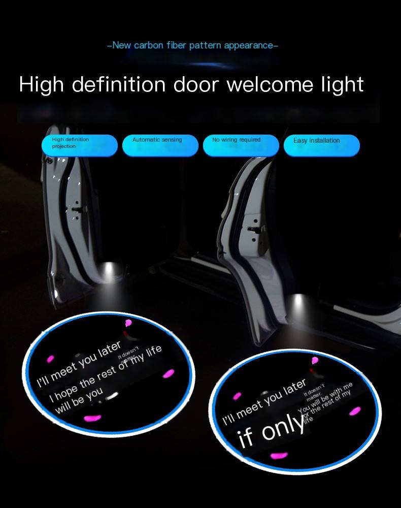 1 Pcs ABS Carbon Fiber Black Smart Car Door Welcome Light – HD Wireless Infrared Projection