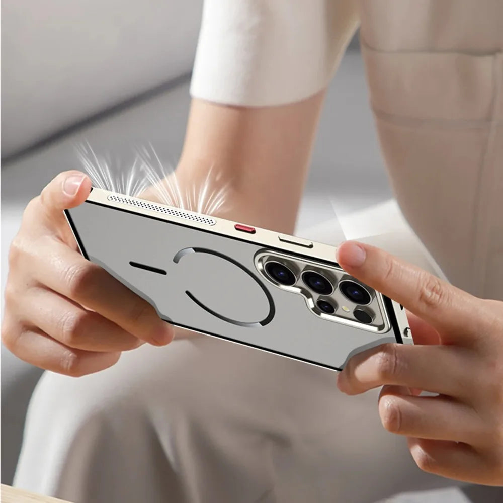 Metal Border Frosted PC Backplate Phone Case, For Samsung