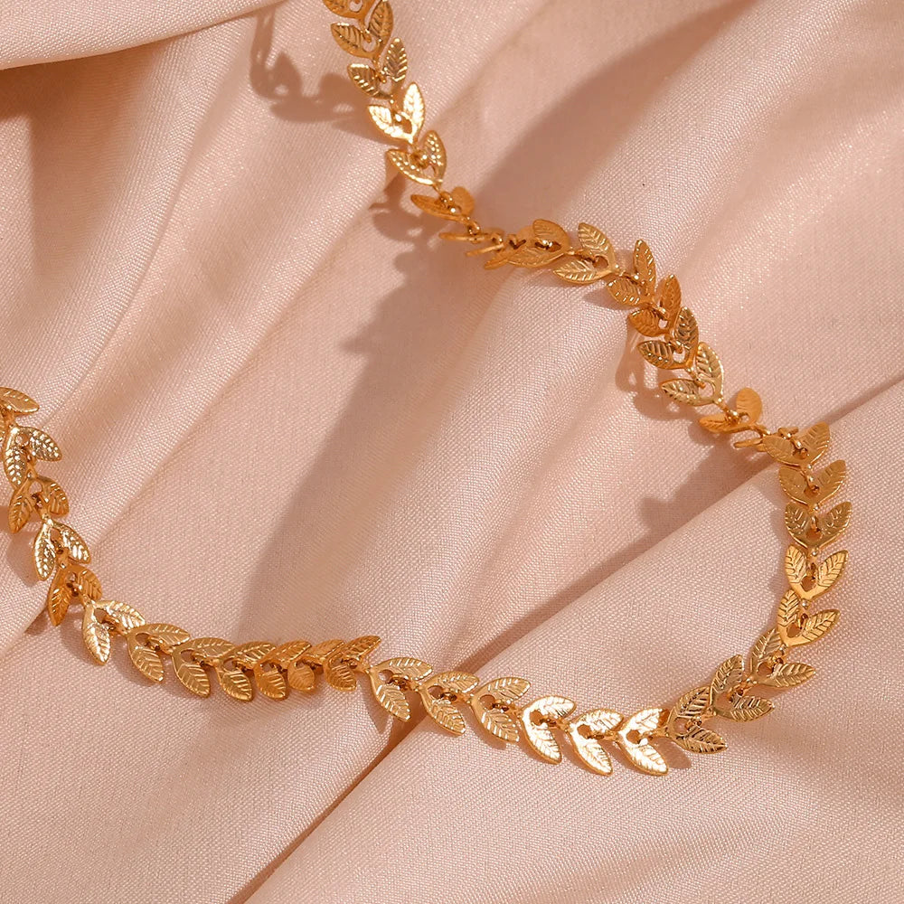 18K Gold Plated Boho Wheat Chain Anklet
