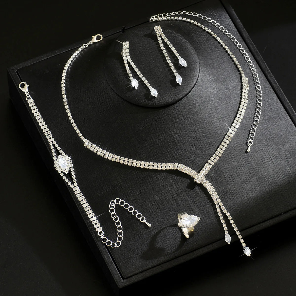 Luxury Zircon Bridal Jewelry Set - Necklace & Earrings