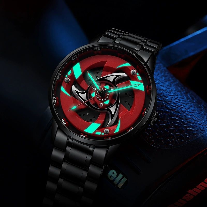 TurboWheel 3D Sports Car Quartz Watch – 42mm Rotating Dial Men’s Business Timepiece