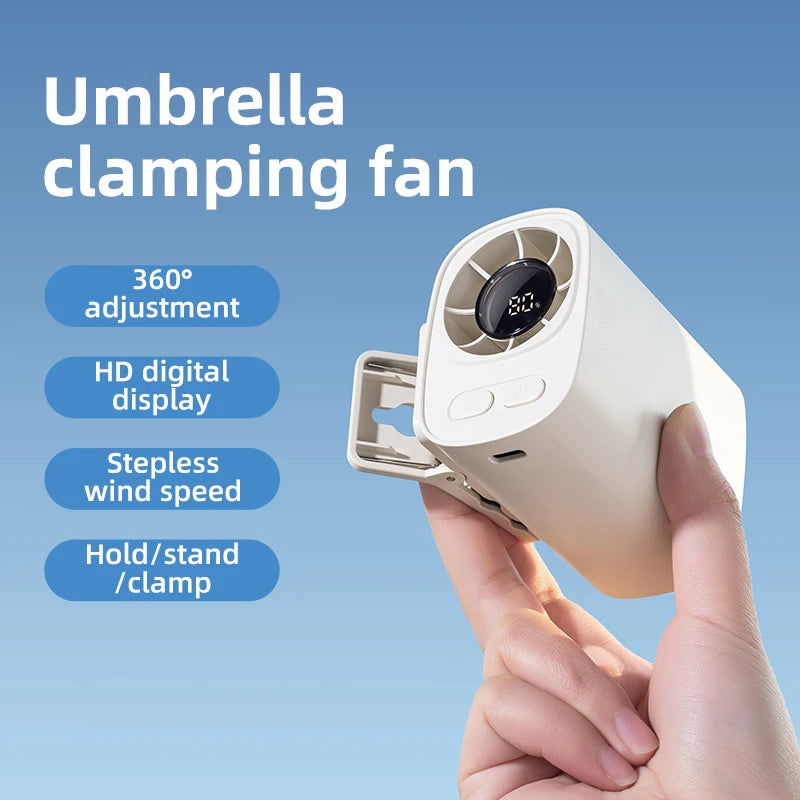 New USB Rechargeable Battety Umbrella Clamping Pocket Foldable Fans