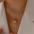 18k Gold Plated 3D Bow Pendant Necklace