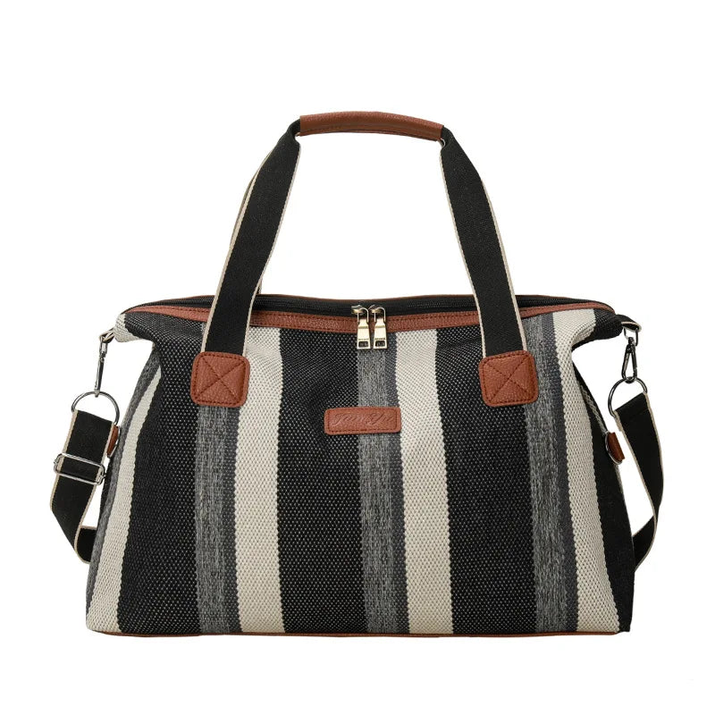 HANFEIZI Women Colorful Stripe Travel Overnight Crossbody Bag