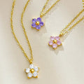 Dainty Flower Charm Zircon Necklace for Girls