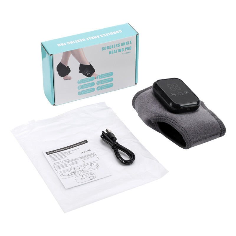 USB Heated Foot & Ankle Massager Wrap – Rechargeable Wireless Vibration Brace