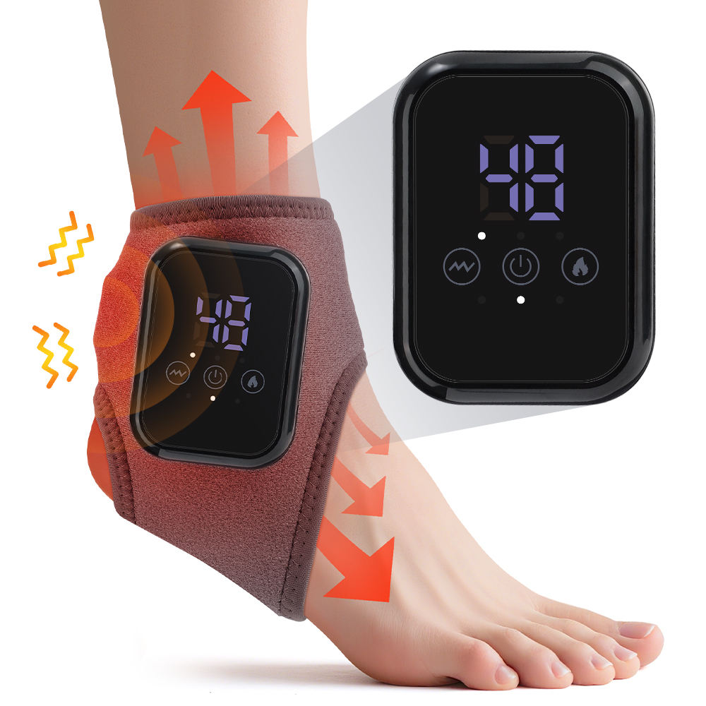 USB Heated Foot & Ankle Massager Wrap – Rechargeable Wireless Vibration Brace