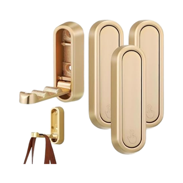 Foldable Wall Mount Hooks – Premium Gold Zinc Alloy Hanger Rail for Home Storage