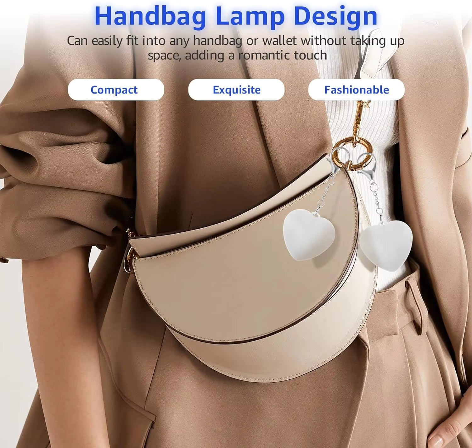 GlowHeart Touch LED Handbag Light – Type-C Rechargeable Smart Bag Lamp