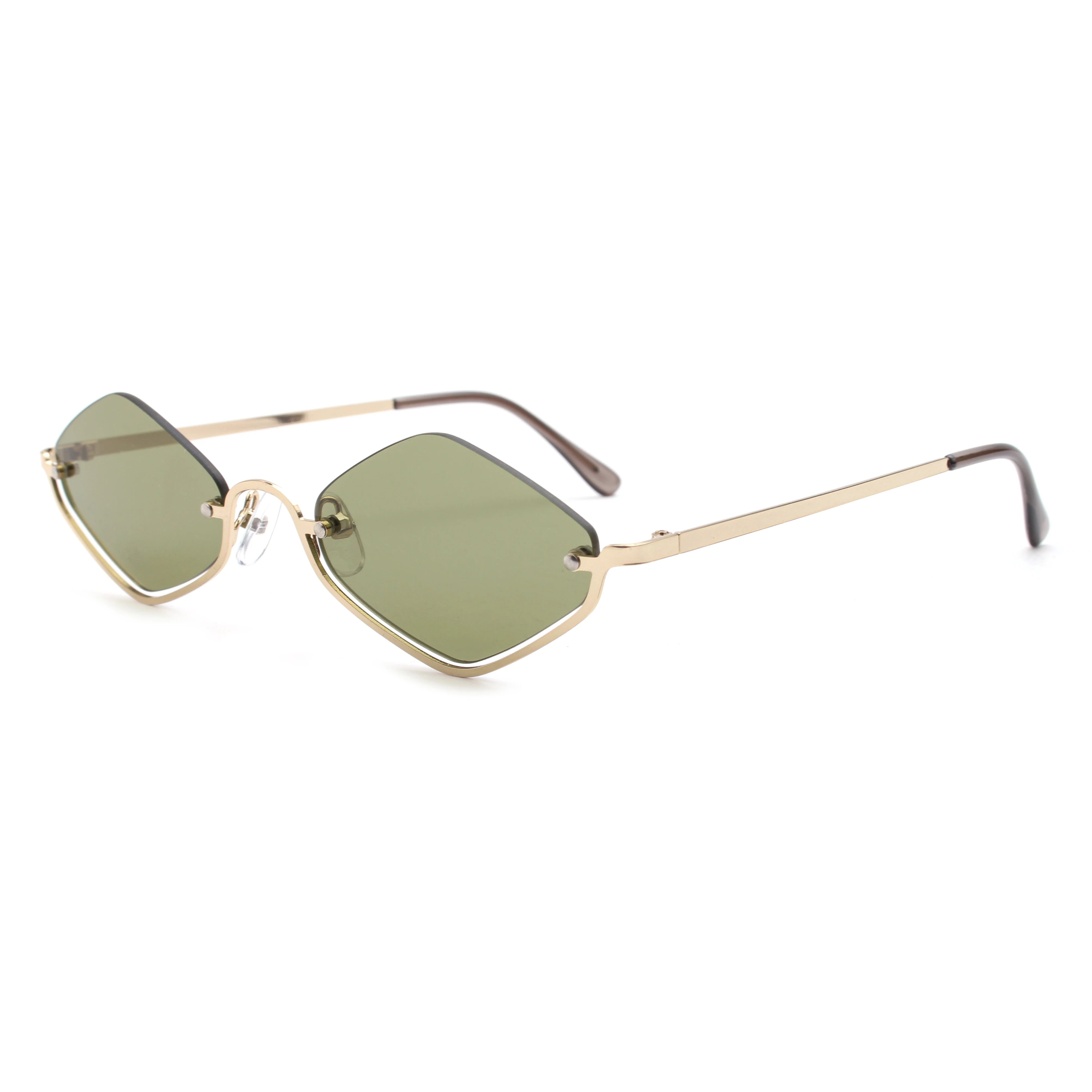 Hexagonal Gold Rim Fashion Sunglasses