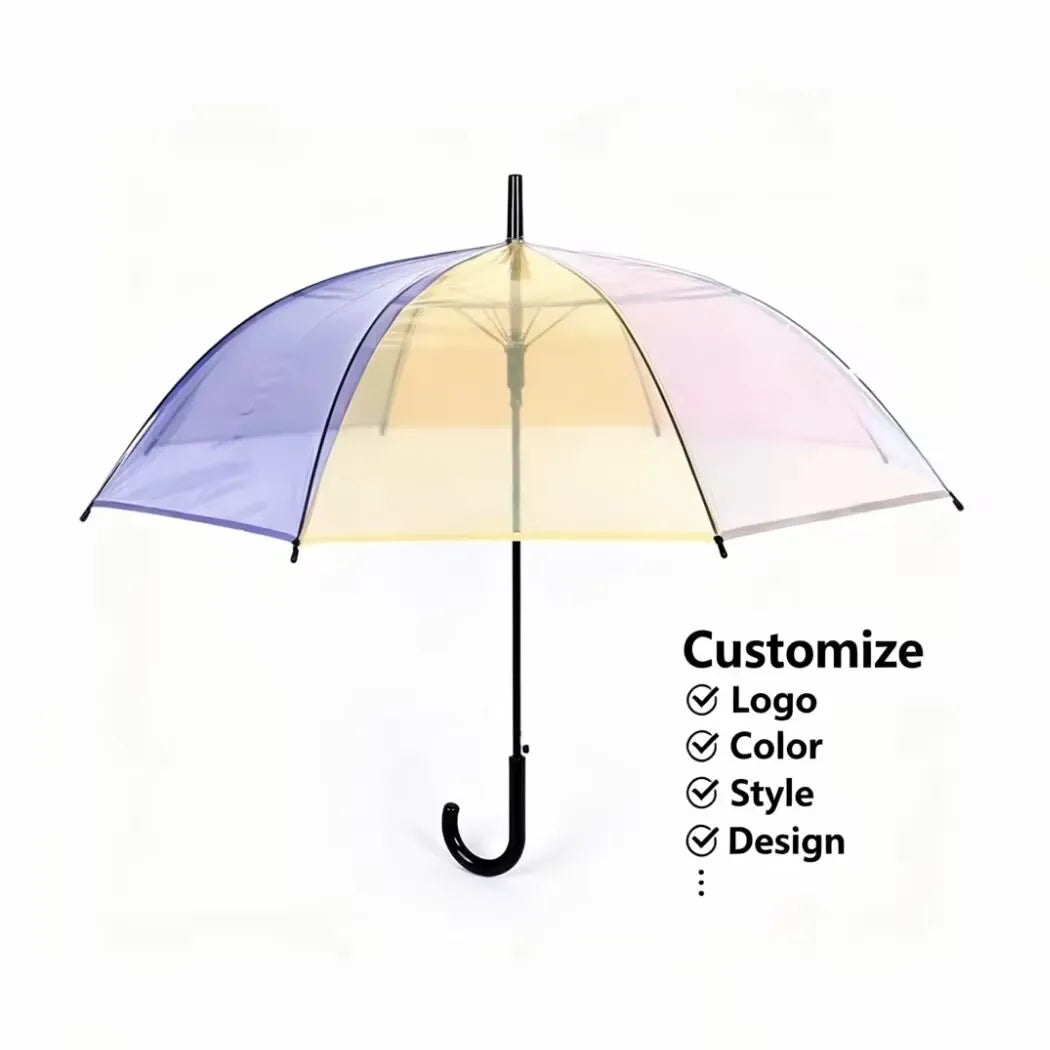 Cherry Blossm Printed 3-Folding Ruffled Edge POE Plastic Transparent Umbrella
