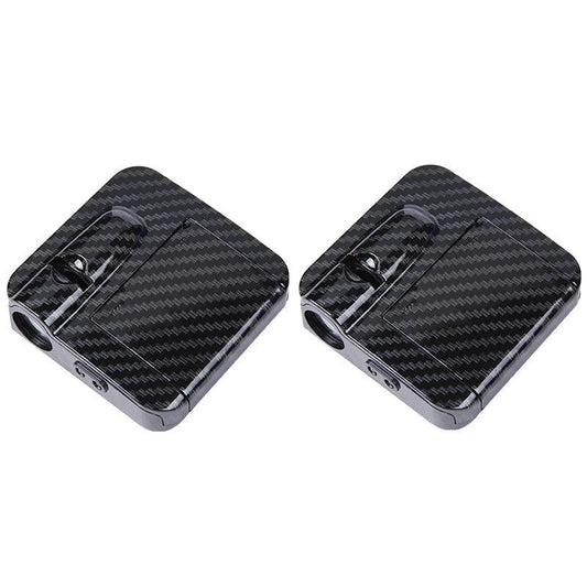 1 Pcs ABS Carbon Fiber Black Smart Car Door Welcome Light – HD Wireless Infrared Projection