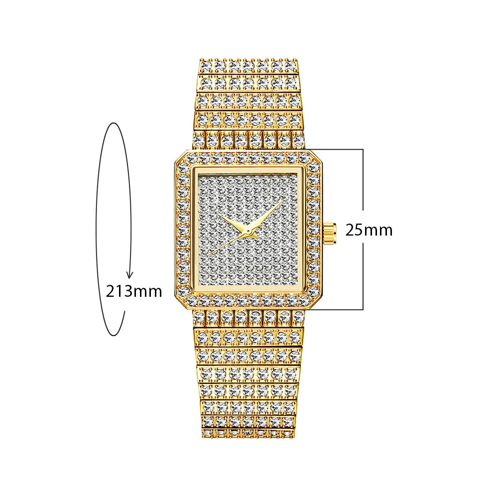 Bling Iced Out Silver Gold Women's Rapper Watch