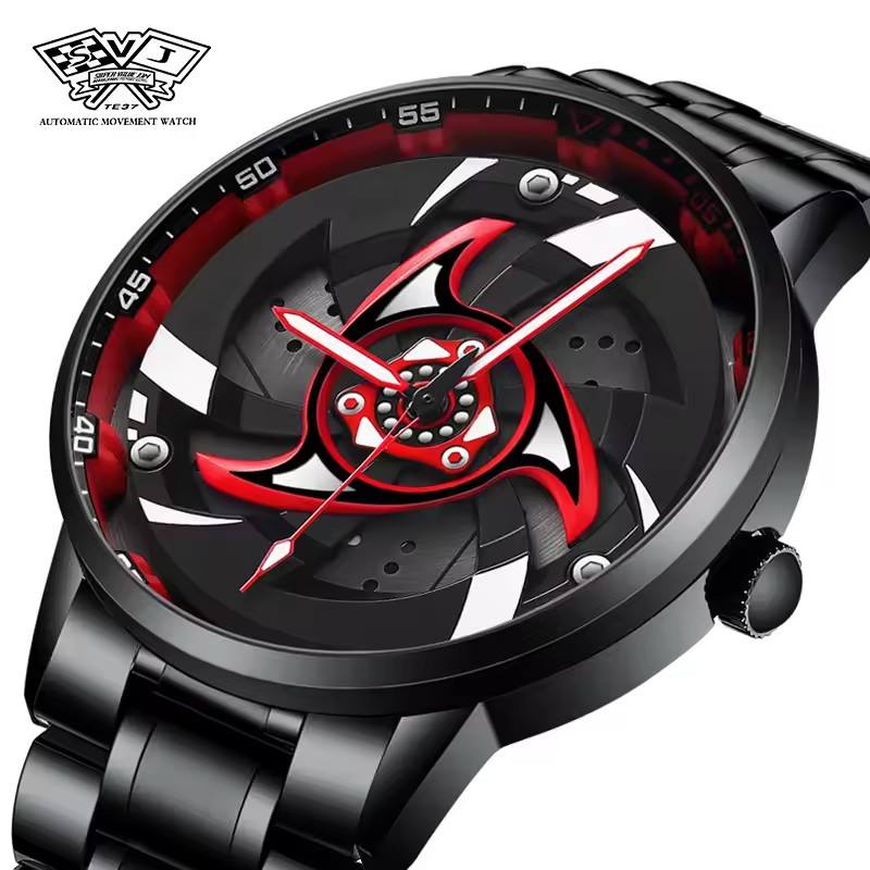 TurboWheel 3D Sports Car Quartz Watch – 42mm Rotating Dial Men’s Business Timepiece