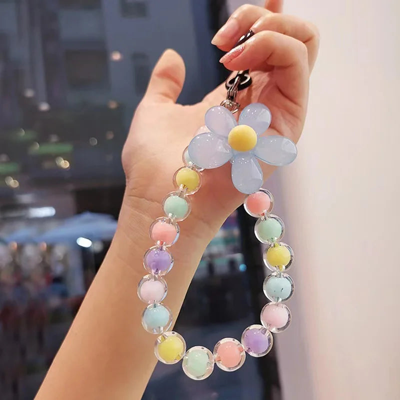 Candy Color Bead Flower Phone Chain