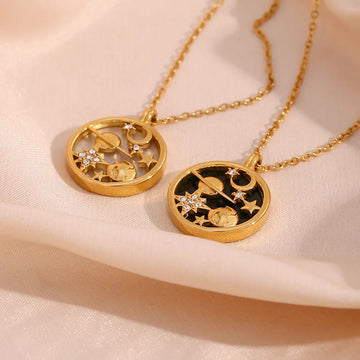18K Gold Plated Moon & Stars Necklace