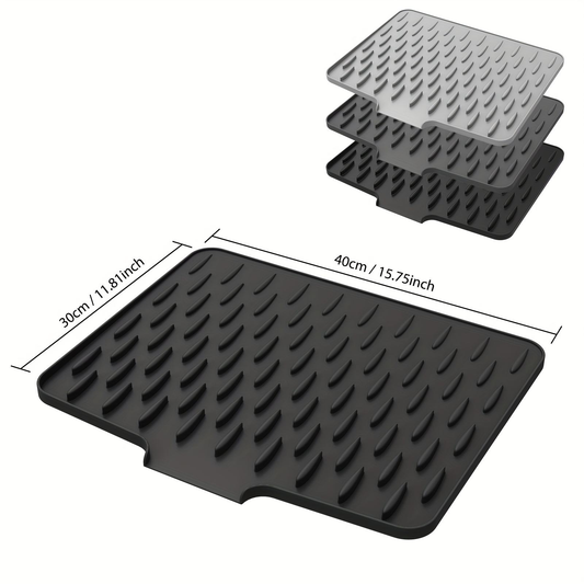 Multifunctional Silicone Dish Drying Mat with Built-In Drain Lip – Portable & Durable Kitchen Pad