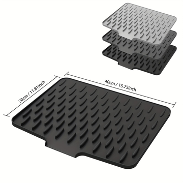 Multifunctional Silicone Dish Drying Mat with Built-In Drain Lip – Portable & Durable Kitchen Pad