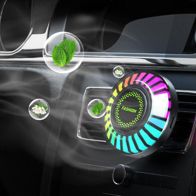 RGB Voice Sensor Car Air Freshener – LED Music-Controlled Vent Clip with App-Controlled Fragrance Light