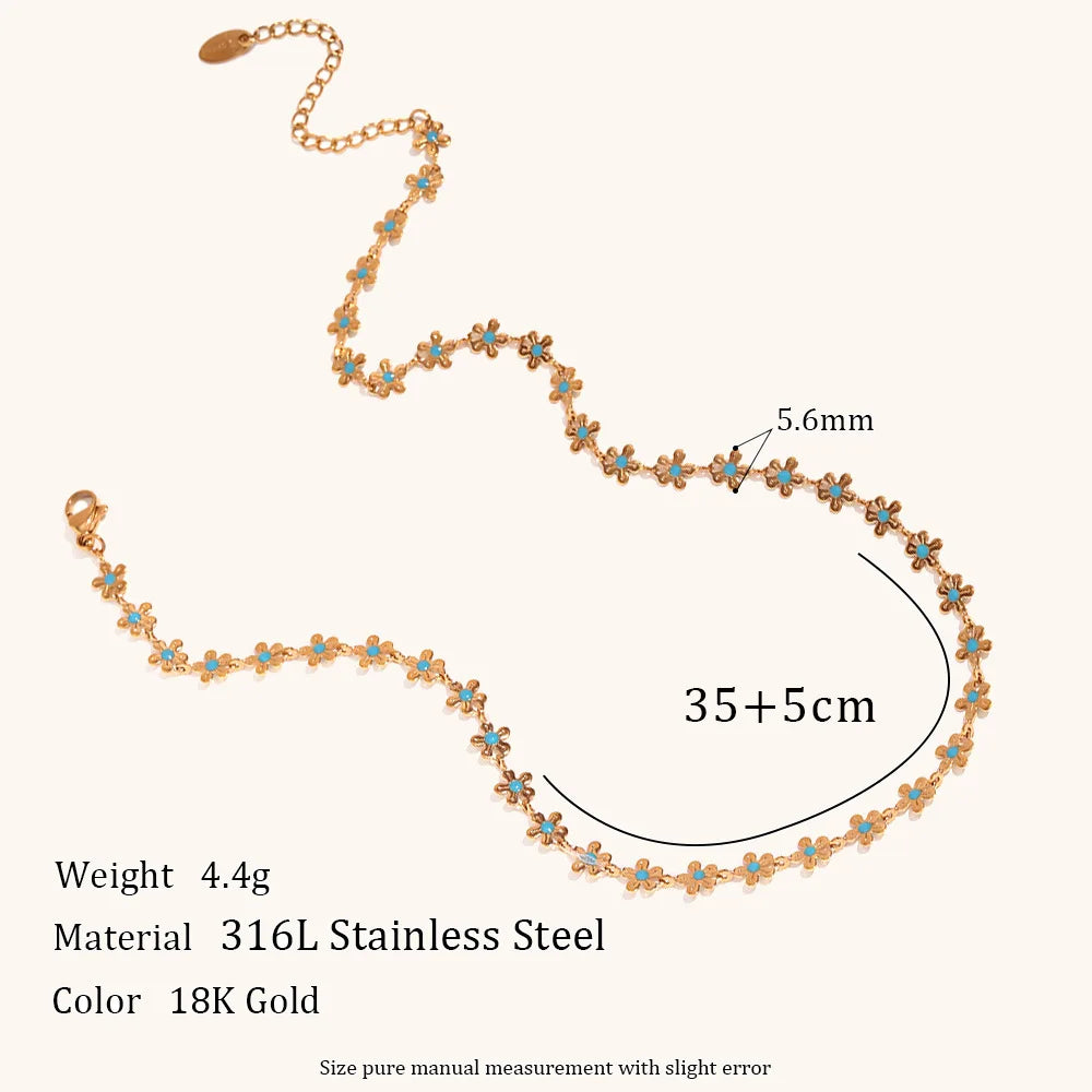 Gold Plated Flower Necklace & Bracelet Set