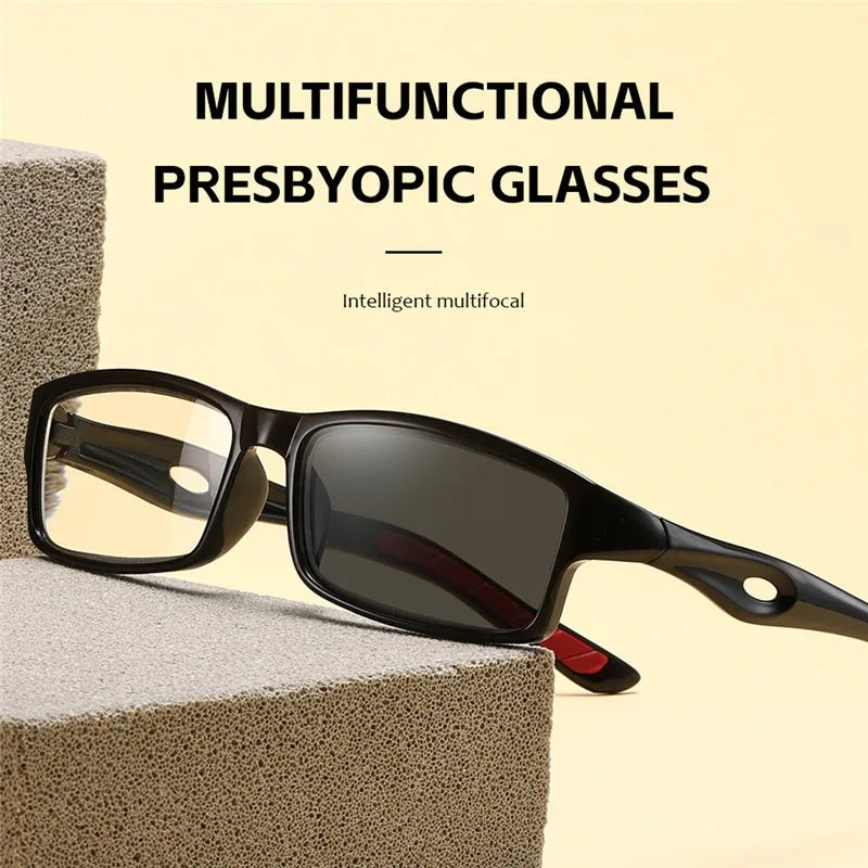 Anti-Blue Sports Photochromic Progressive Glasses