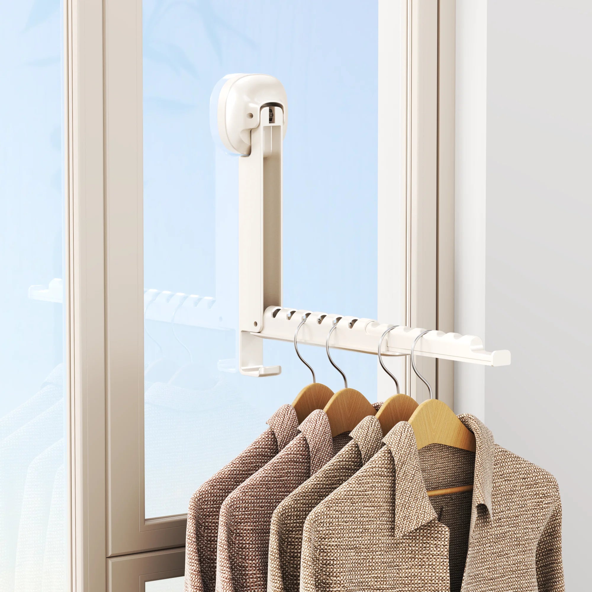 Small Indoor Telescopic Folding Clothes Storage Rack Suction Cup
