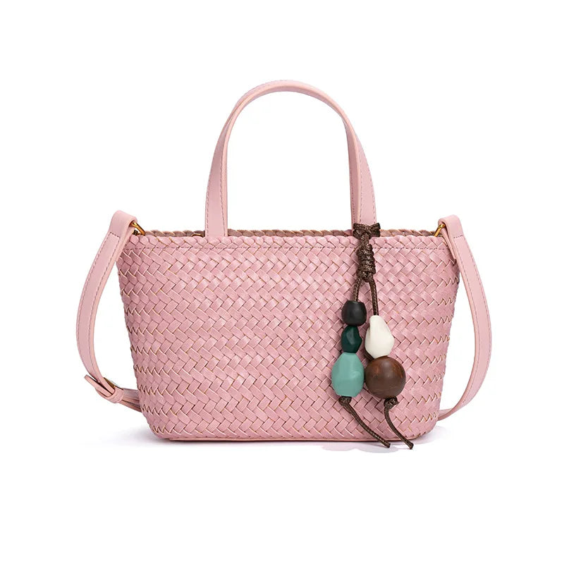 New Summer Macaron Market Woven Tote Bag Trendy Versatile