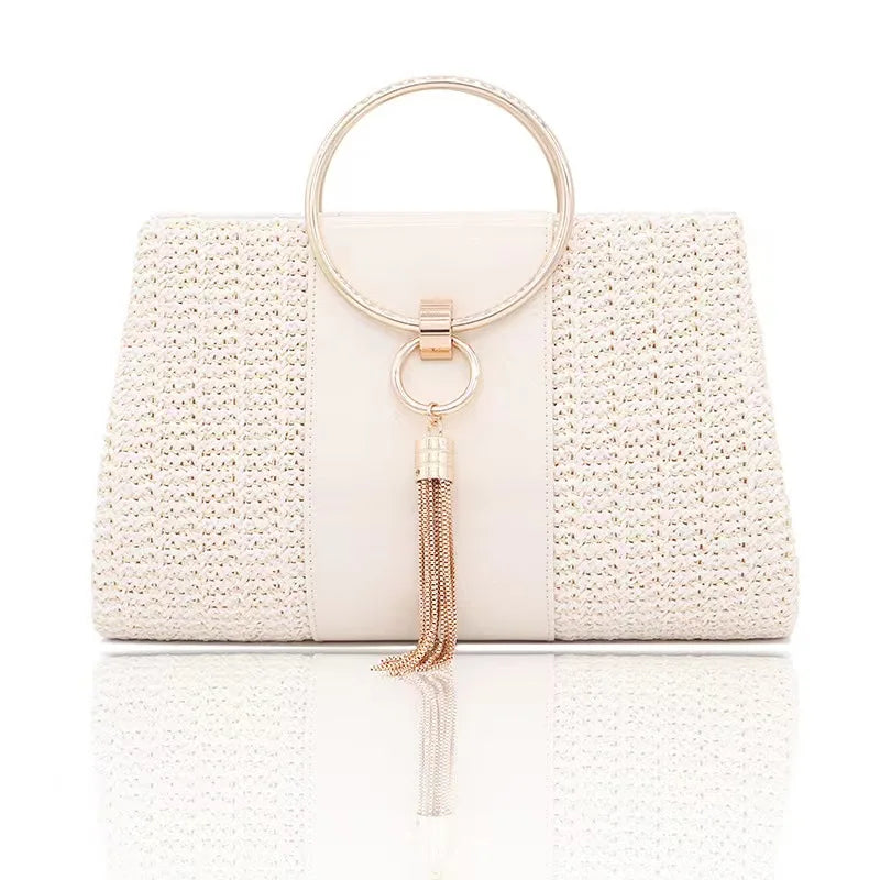 New Fashion Vintage Large Capacity Straw Handbag Tassel Woven Ladies