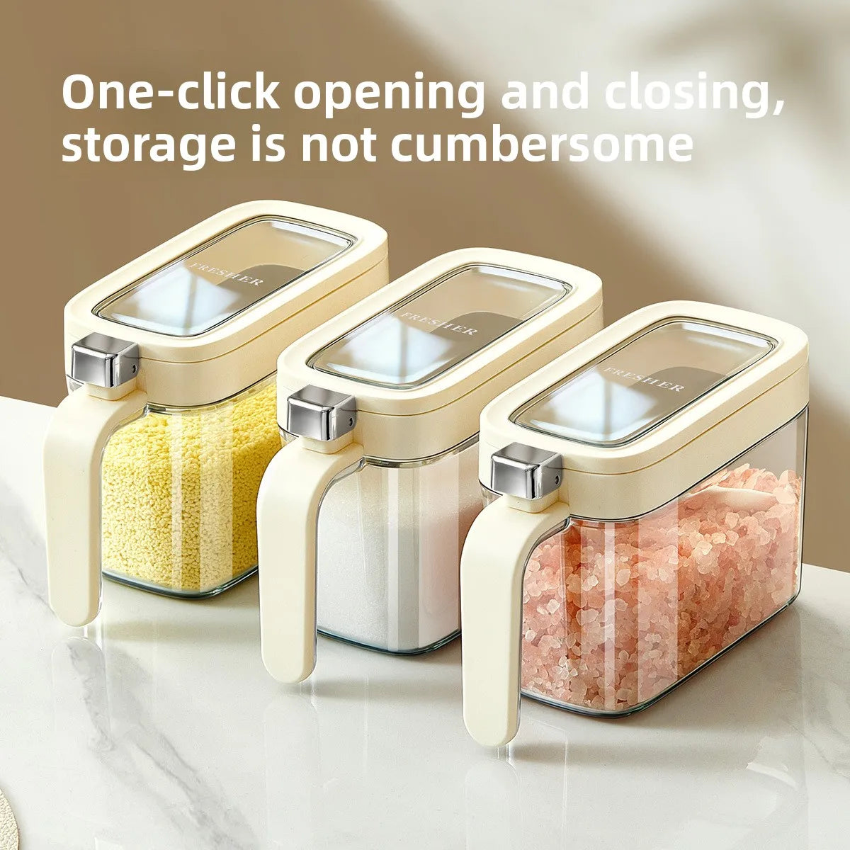 Plastic Condiment Box Viewing Window Airtight Spice Storage Set for