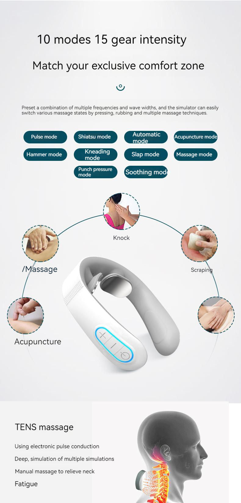 Electric Neck & Shoulder Massager with Heat – Smart Pain Relief Neck Protector for Relaxation & Stress Relief