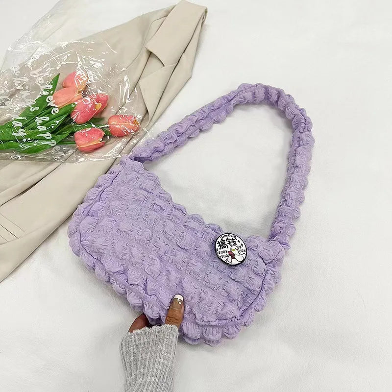 Trendy Women's Solid Color Cross-Border Handbag Trendy Cloud Bag