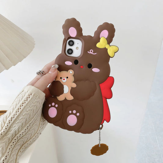 3D Cute Silicone Mobile Phone Back Cover Cartoon Design Case for Girls for iPhone