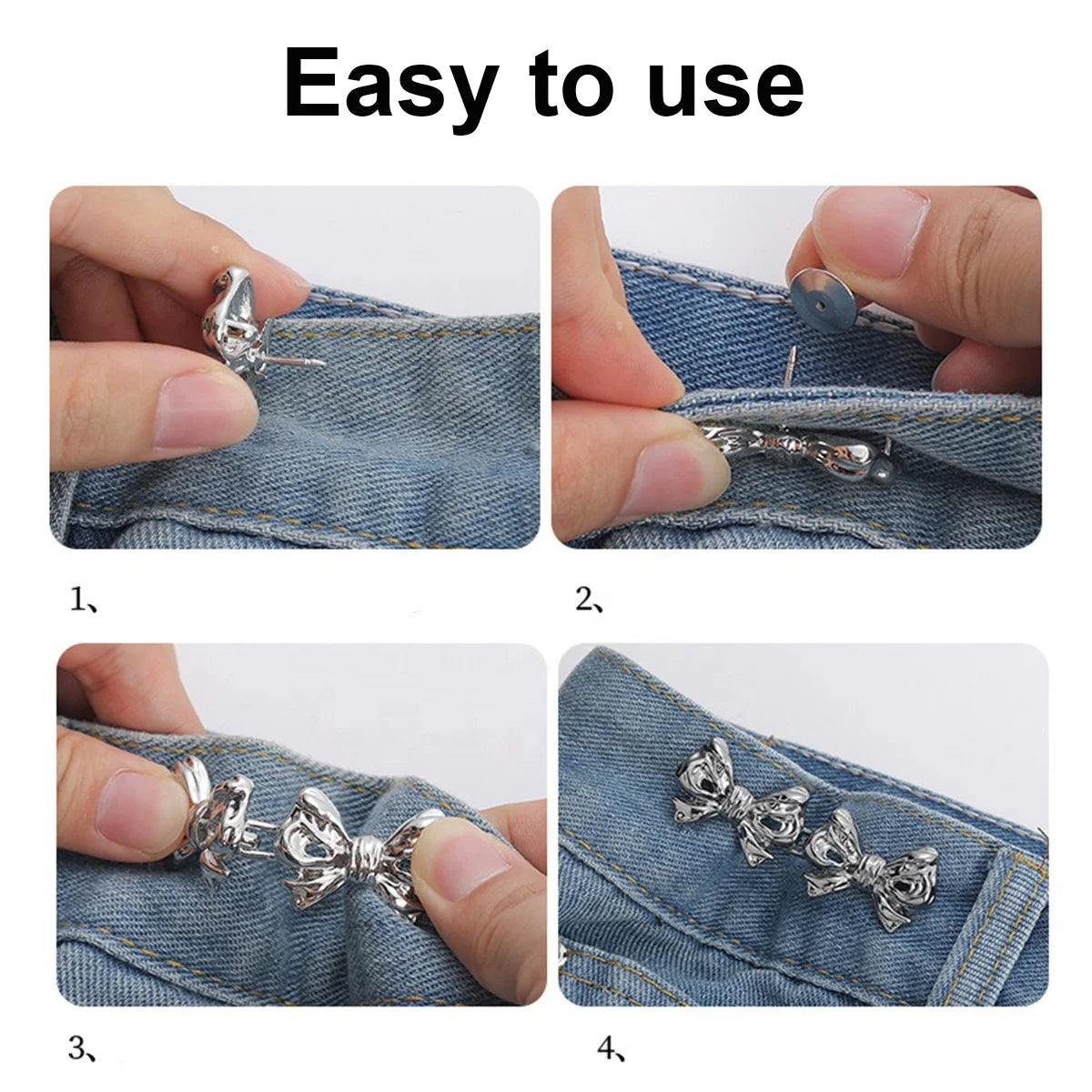No Sew Jeans Metal Buttons Easy Clip Perfect Fit Instant Universal