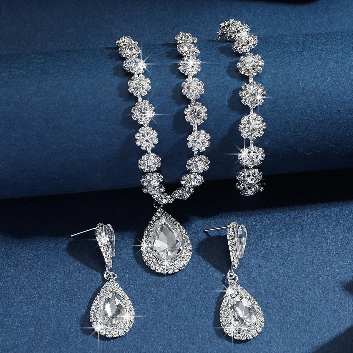 Elegant Crystal Rhinestone Arabic Wedding Jewelry Set