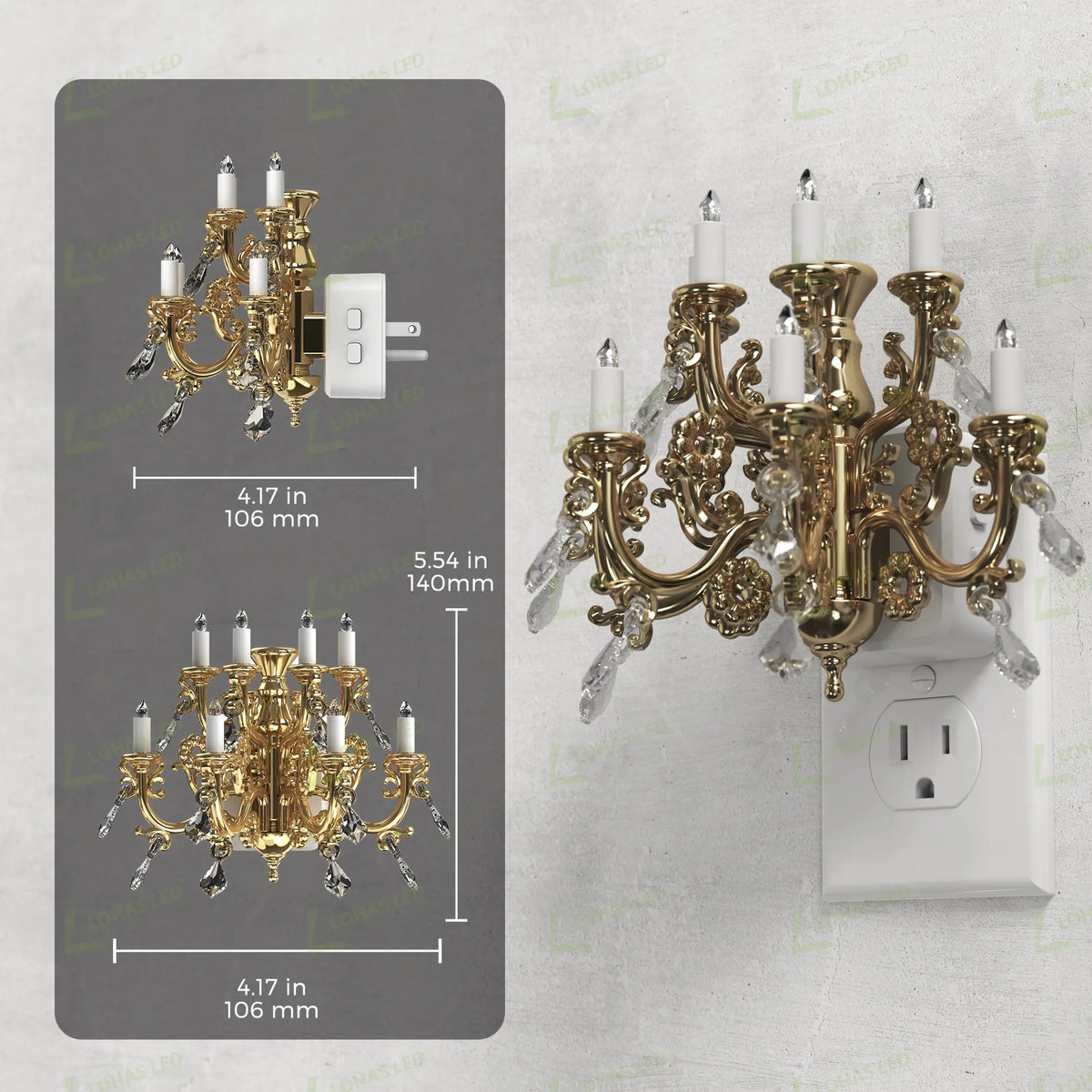 LOHAS Pendant-Style Night Lights Flameless Candle Rotatable Wall Plug